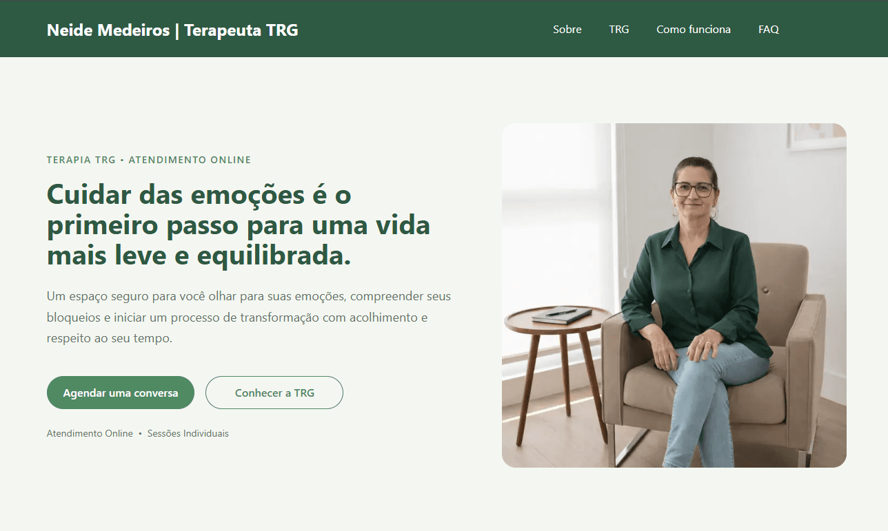 Site da Terapeuta Neide Medeiros, criado pela Sites para Terapeutas